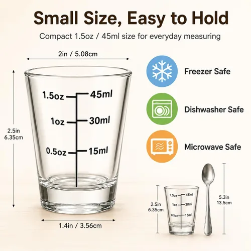 Miniatura 2 de Paquete de 12 vasos de chupito de 1.8 onzas a granel con base pesada, juego de vasos de chupito de medición transparentes para café, vodka, tequila
