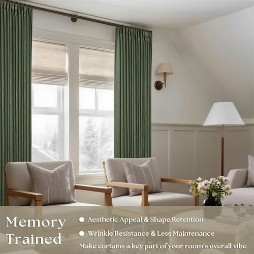 Miniatura 25 de Cortinas de lino natural con pliegues fruncidos de 120 pulgadas de largo para sala de estar, cortinas plisadas con ganchos y lengüeta trasera