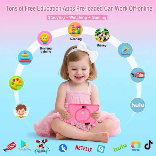 Miniatura 2 de Trayoo Tableta para niños, tableta de 10.1 pulgadas para niños con funda incluida, almacenamiento 64G, cámara dual, WiFi, aplicaciones educativas