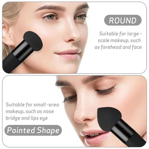 Miniatura 7 de Sibba Juego de 3 esponjas de maquillaje, corrector de base, soplo de mezcla con mango aplicador de cepillo en ángulo, embalaje portátil para cara