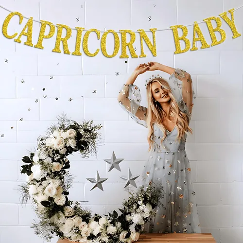Miniatura 3 de Cartel de cumpleaños de Capricornio para bebé, letrero de temporada de Capricornio del zodiaco, horóscopo/astrología, suministros de decoración