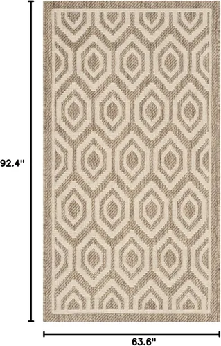 Miniatura 2 de SAFAVIEH Alfombra lavable al aire libre Courtyard Collection - 5'3" x 7'7", marrón y hueso, no desprende pelusa y fácil limpieza, ideal para patio