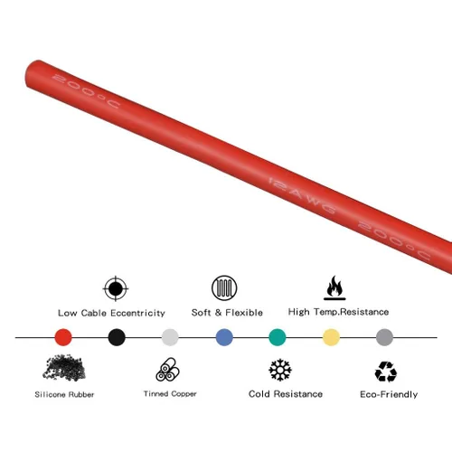 Miniatura 15 de BNTECHGO Cable de silicona calibre 12, 10 pies rojo y 10 pies negro, cable flexible de cobre estañado trenzado 12 AWG Alambre de silicona rojo