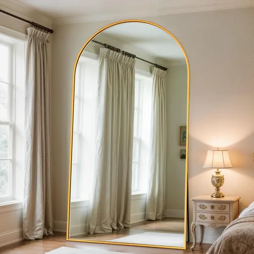 Miniatura 16 de Espejo de longitud completa, espejo arqueado de cuerpo completo de 59 x 18 pulgadas, espejos grandes de pie para dormitorio, baño, sala de estar