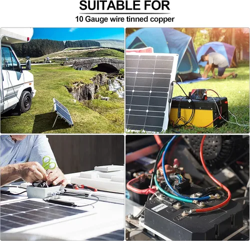 Miniatura 6 de iGreely Cable de calibre 10, cable solar a anillo tórico, kit de adaptador de panel solar, conector de cable para controlador de carga solar de RV