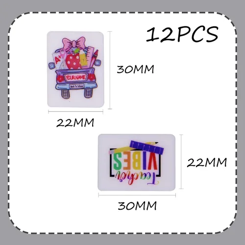 Miniatura 2 de EOGOW 12PCS Rectángulo Impresión Silicona Focal Cuentas para Bolígrafos