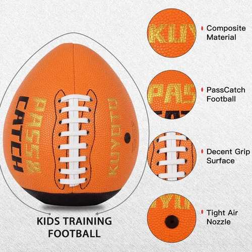 Miniatura 5 de KUYOTQ PassCatch Training Football, Kids Size 6(Ages 5-10) Youth Size 7(Ages 8-13) Official Size 9(Ages 13+) Fatherless Bounce Back Composite Naranja