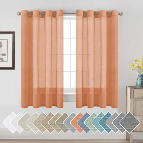 Miniatura 111 de H.VERSAILTEX Cortinas de 96 pulgadas de largo, cortinas de lino/cortinas transparentes de mezcla de lino natural/paneles/cortinas para sala