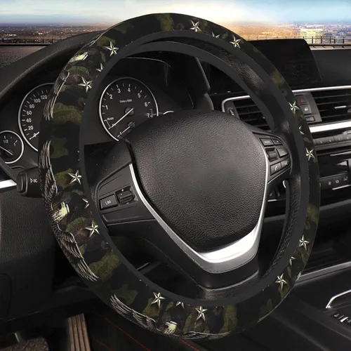 Miniatura 12 de Funda para volante de coche SAKTEPLE con forro antideslizante, funda universal de 15 pulgadas, accesorios de interior de coche de moda para mujeres