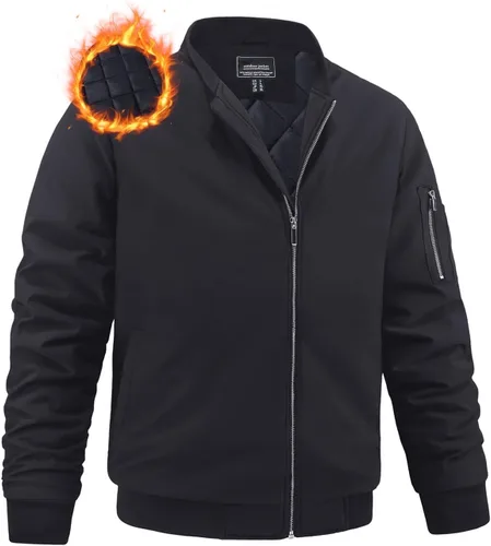 Miniatura 11 de MAGNIVIT - Chaqueta de bombardero para hombre de invierno, cortaviento, cálida, con cremallera completa, abrigo exterior, estilo casual, chaqueta