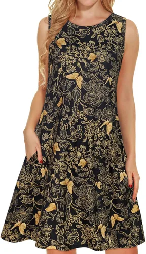 Miniatura 42 de elescat Vestidos de verano para mujer 2025, vestido casual de playa sin mangas con estampado floral, tipo camiseta, suelto y con bolsillos