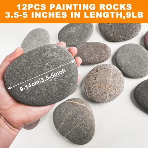 Miniatura 2 de Rocas de río para pintar 12 piezas, rocas grandes de 3.5 a 5 pulgadas, piedras lisas planas para pintar, rocas de manualidades para pintar