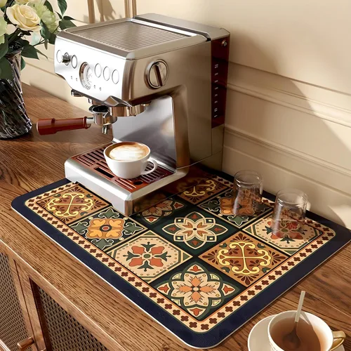 Miniatura 11 de Tapete de café, tapete para secar platos, absorción de agua rápida, ocultar manchas, fácil de limpiar, accesorios de barra de café, tapetes de bar