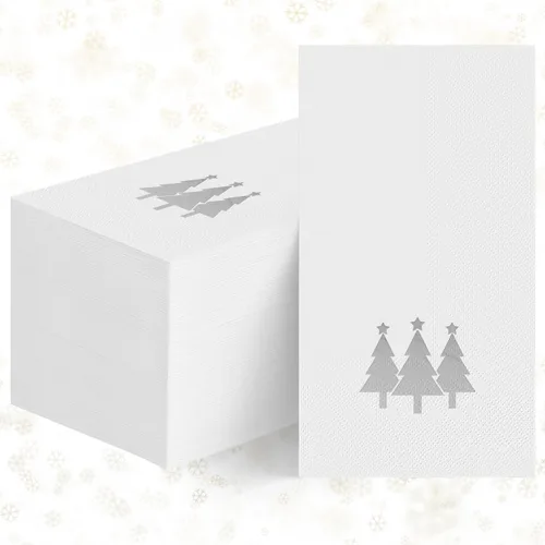 Miniatura 8 de Horaldaily 100 servilletas decorativas desechables de papel de Navidad para invitados, toalla de mano con árboles de Navidad en lámina dorada