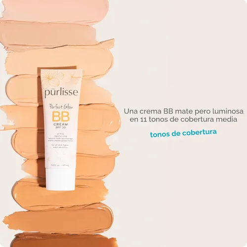 Miniatura 6 de pūrlisse Perfect Glow - Crema base BB con SPF 30 - Acabado mate con brillo - Enriquecida con Goji y Baya de Espino para ayudar a mejorar la textura