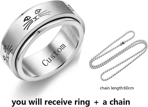 Miniatura 2 de Anillos giratorios personalizados de acero inoxidable para mujeres y hombres, juego de anillos de banda para ansiedad, sol, luna, estrella, anillo