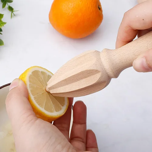 Miniatura 6 de Exprimidor manual de madera maciza de haya, exprimidor de cono de limón de haya, herramienta de exprimir jugo de limón de naranja