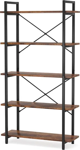 Miniatura 8 de Tribesigns Estantería negra de 5 niveles, moderna estantería Etagere con marco de metal, estante alto para sala de estar, estudio, oficina en casa