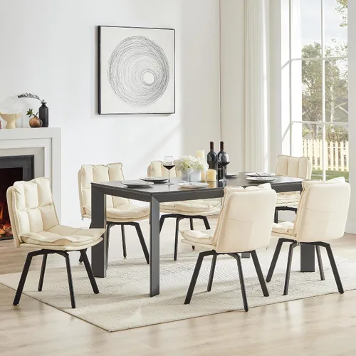 Miniatura 10 de BedsPick Juego de 2 sillas de comedor giratorias de 360°, silla de cocina tapizada de piel sintética, silla de comedor moderna de mediados de siglo