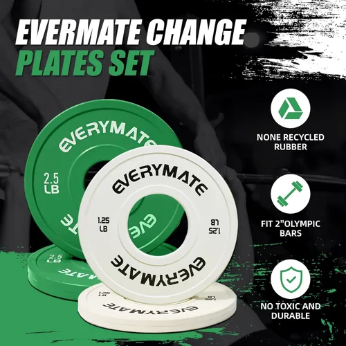 Miniatura 4 de EVERYMATE Placas de Peso de Cambio 1.25LB 2.5LB 5LB Juego Placa Fraccional Placas Olímpicas de Parachoques para Entrenamiento Cruzado Placas