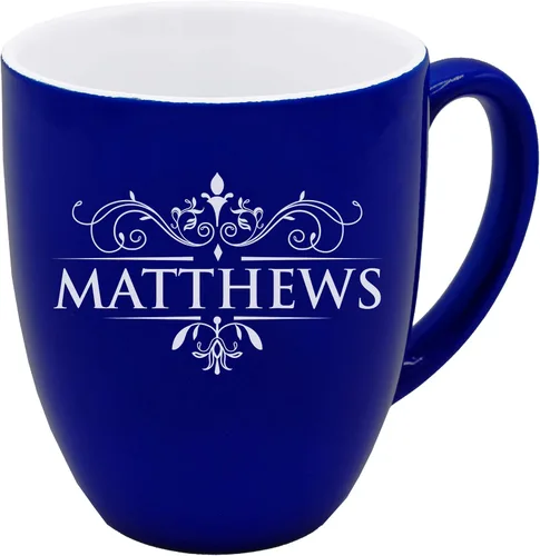 The Wedding Party Store Taza de café con leche grabada personalizada, taza de café y té personalizada (azul)