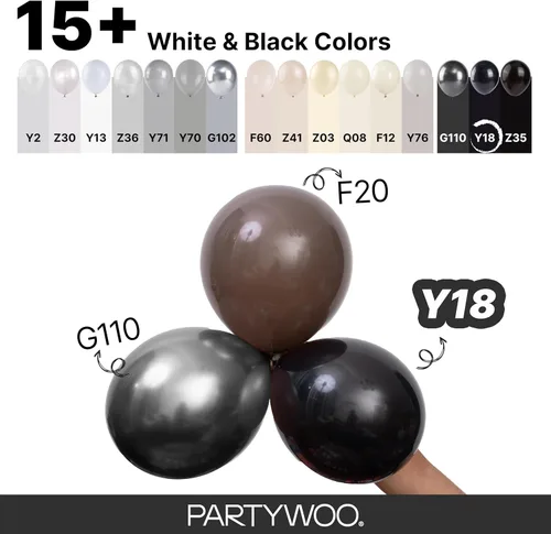 Miniatura 4 de PartyWoo Globos Negros 145 piezas Diferentes Tamaños de 18 12 10 5 Pulgadas Kit de Arco de Globos Negros Guirnalda para Baby Shower Cumpleaños