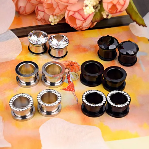 Miniatura 7 de Longbeauty - Dilatadores para orejas de acero inoxidable 12