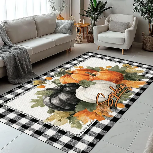 Alfombra de otoño personalizada – Alfombra de interior y exterior para porche, entrada, sala de estar – Nombre personalizado pasillo pasillo – 3