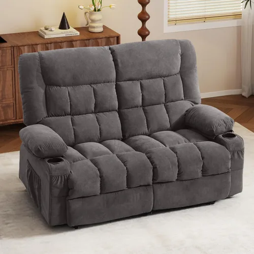 Miniatura 15 de BOSMILLER Sofá reclinable con portavasos para sala de estar, sofá manual de 3 asientos, reclinable con bolsillo lateral