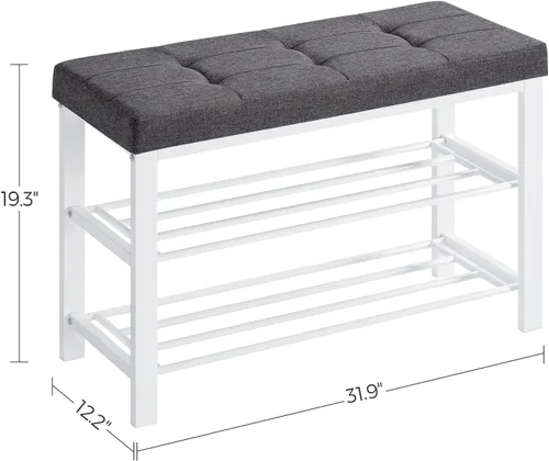 Miniatura 3 de SONGMICS Banco de zapatos, banco de almacenamiento, banco de entrada con cojín, estante para zapatos con asiento, ahorro de espacio, estilo moderno