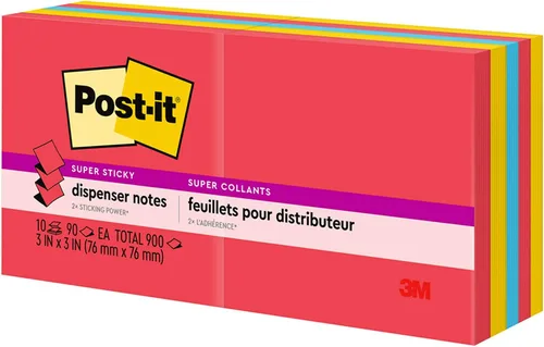 Miniatura 10 de Post-it Dispensador de notas emergentes súper adhesivas, 10 blocs de notas adhesivas, 3 x 3 pulgadas, 2 veces el poder de adherencia, suministros