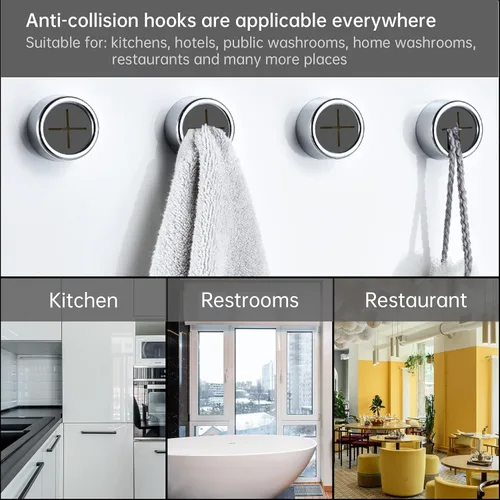 Miniatura 7 de Philbinden 3 piezas de ganchos para toallas de cocina redondos adhesivos para toallas de cocina con acabado en cromo premium y fácil instalación