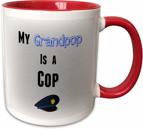 Miniatura 7 de brooklynmeme Sayings – Mi grandpop es un Cop Frase De Color Azul Con Fondo Gris – Tazas, Negro/Blanco
