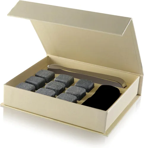 Miniatura 5 de Set de 9 Piedras para Enfriar Bebidas Grises [Chill Rocks] Piedras para Whisky para Whisky y Otras Bebidas - en Caja de Regalo con Funda