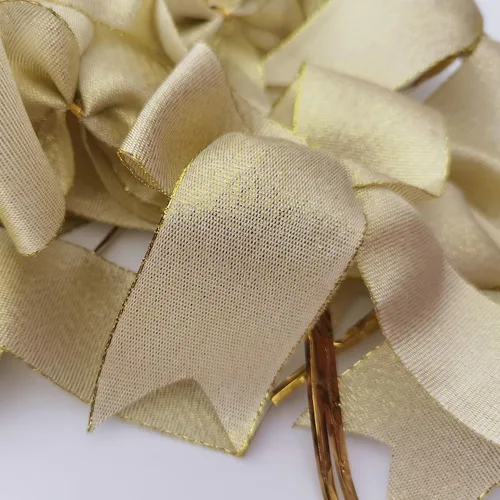 Miniatura 9 de 36 piezas lazos dorados metálicos de 4-1/2 pulgadas con ataduras giratorias para envolver regalos, embalaje, decoración navideña (4.5", W.Gold)