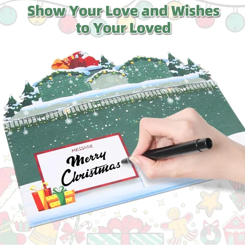 Miniatura 4 de XTF2015 Tarjetas de felicitación de Navidad 3D Pop Up Tarjeta de regalo de Navidad con luces musicales y animadas para el hogar, reproduce 3