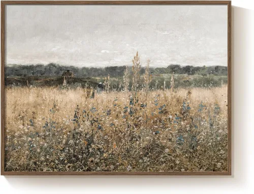 Arte de pared de paisaje vintage enmarcado para decoración de habitación, obra de arte rústica de granja para paredes, impresiones artísticas en