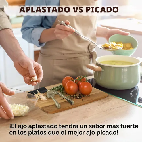 Miniatura 4 de Zulay Kitchen - Juego grande de prensa de ajo, cuenco más grande, acero inoxidable, a prueba de óxido, para lavavajillas, pica y exprime, limpieza