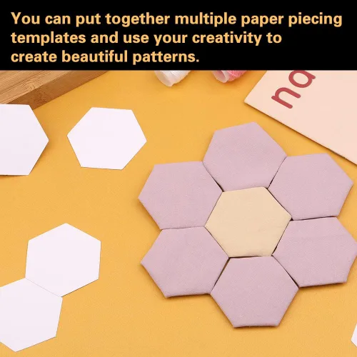 Miniatura 6 de 100 Formas Hexagonales de Papel para Piezas, Plantillas de Papel para Piezas, Plantillas de Acolchado para Uso en Proyectos de Acolchado, Costura