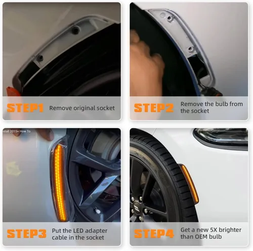 Miniatura 4 de Luces LED de posición laterales compatibles con Dodge Charger 2015 2016 2017 2018 2019 2020 2021 luces de parachoques delantero trasero paquete de 4