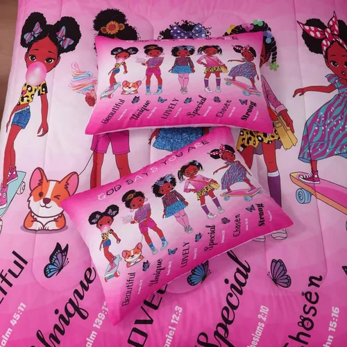 Miniatura 7 de Juego de edredón GRAT TIOC Black Girl Magic para niñas adolescentes y niños pequeños, tamaño queen, juego de ropa de cama para niña, juego