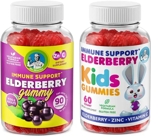 DR. MORITZ Gomitas de saúco para niños y familia, refuerzo del sistema inmunológico y apoyo a la salud con extracto de bayas de saúco de Sambucus
