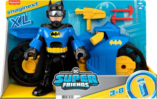 Miniatura 7 de Fisher-Price Imaginext DC Super Friends Batman Juguetes, Batciclo XL y Figura XL de Batman, Cada una de 10 Pulgadas, para Niños en Preescolar de 3+