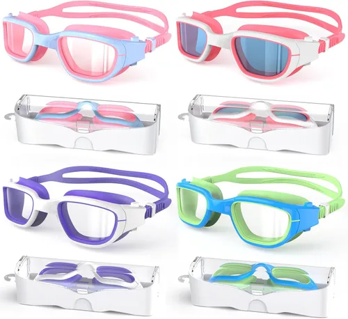 Miniatura 8 de Kids Swim Goggles, Swimming Goggles for Kids 6-14, Anti-Fog UV Protection Pool Glasses for Boys Girls Children Rosa azul+azul púrpura+azul marino