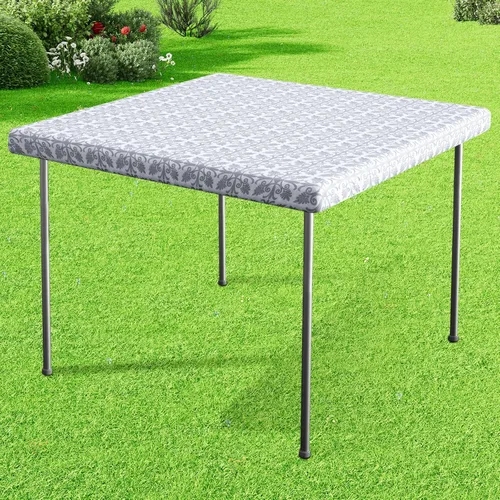 Miniatura 32 de Misaya - Mantel de vinilo rectangular, mantel elástico con respaldo de franela, 100% impermeable, cubierta de plástico para mesas plegables de 4