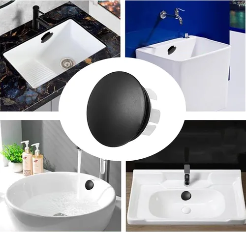 Miniatura 4 de Cubierta de desbordamiento para lavabo de baño, inserto de latón en agujero, tapas redondas, níquel cepillado, recipiente de cerámica de repuesto