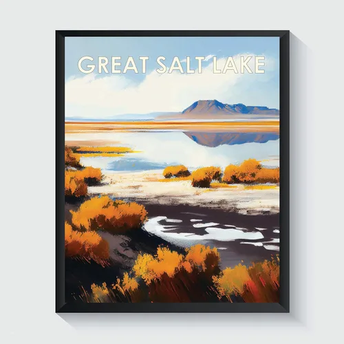 Miniatura 52 de Yellowstone Lake - Póster impreso artístico, ilustración, arte de pared, decoración de paisaje retro, paisaje, obra de arte para decoración de Lago