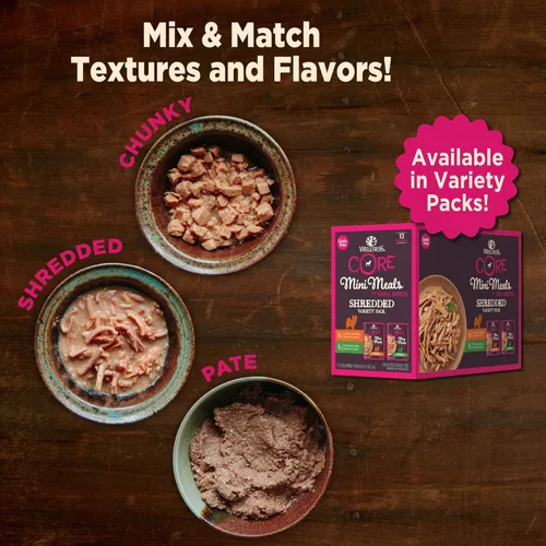 Miniatura 5 de Wellness CORE - Mini comidas naturales para razas pequeñas, sin granos, comida húmeda para perros, pollo rallado y pavo en salsa, bolsa de 3 onzas