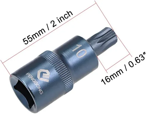 Miniatura 2 de uxcell 1/2" Drive x M10 (0.394 in) Triple Square Spline Bit Socket, S2 Brocas de acero, enchufes CR-V de 2" de longitud (solo para uso manual), 2