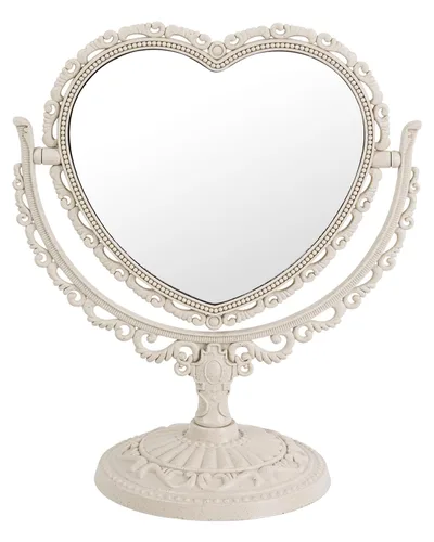 XPXKJ Espejo de Corazón Vintage de 7 Pulgadas - Elegante Espejo de Maquillaje de Escritorio con Rotación de 360 Grados por Doble Cara, Espejo de